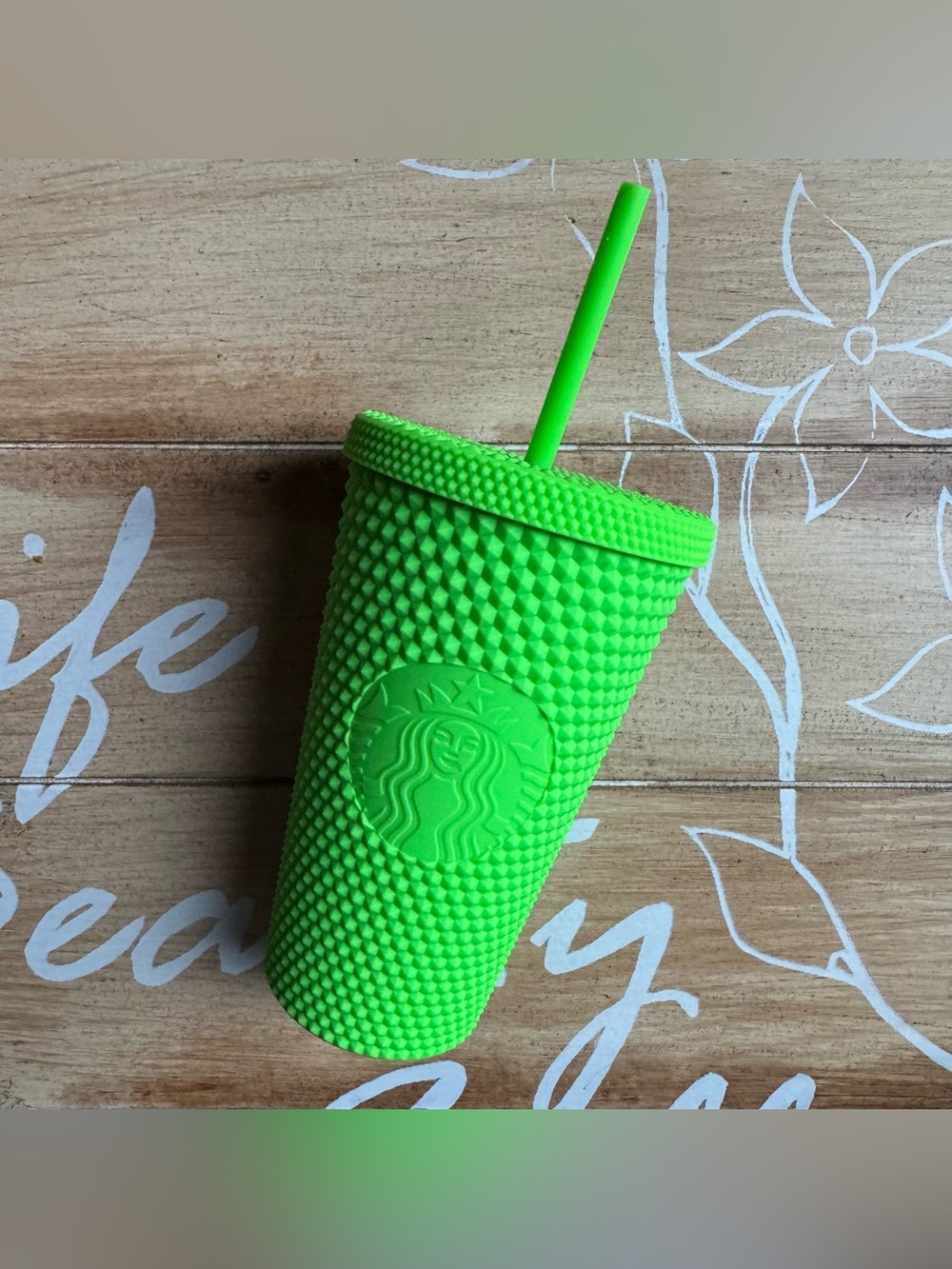 New Starbucks Neon Lime Green Studded Cold Cup Tumbler